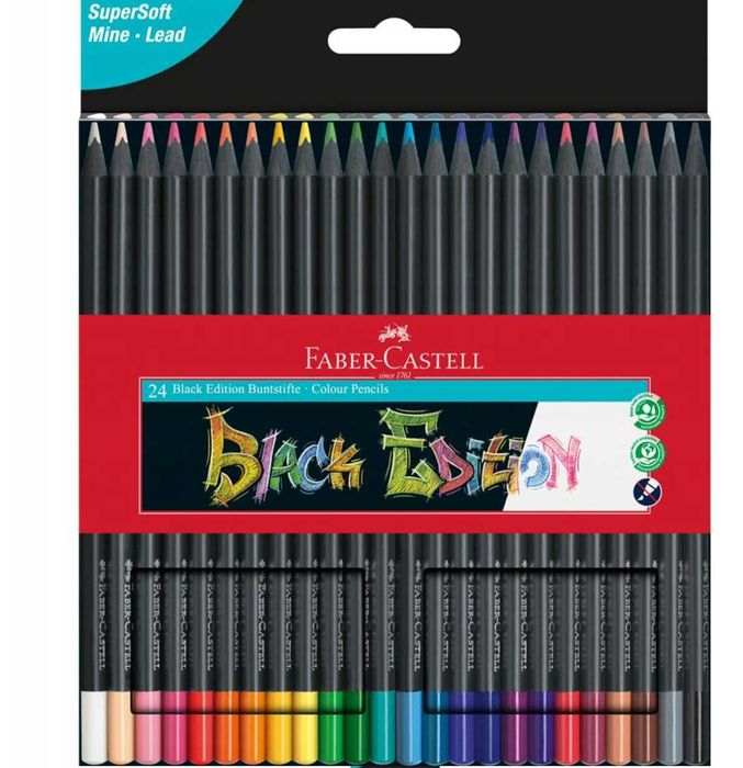 Faber-Castell Kredki ołówkowe trójkątne Black Edition 24 kolory