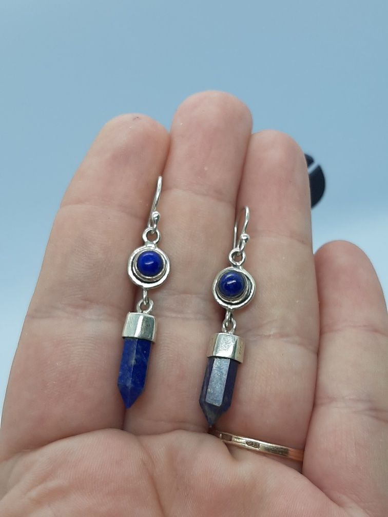 Kolczyki wiszące ze srebra, srebro 925 z Lapis Lazuli