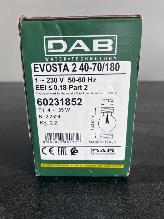 Pompa  do CO EVOSTA2 40-70/180 obiegowa PN6 1" PRZYŁĄCZE 1 1/2"