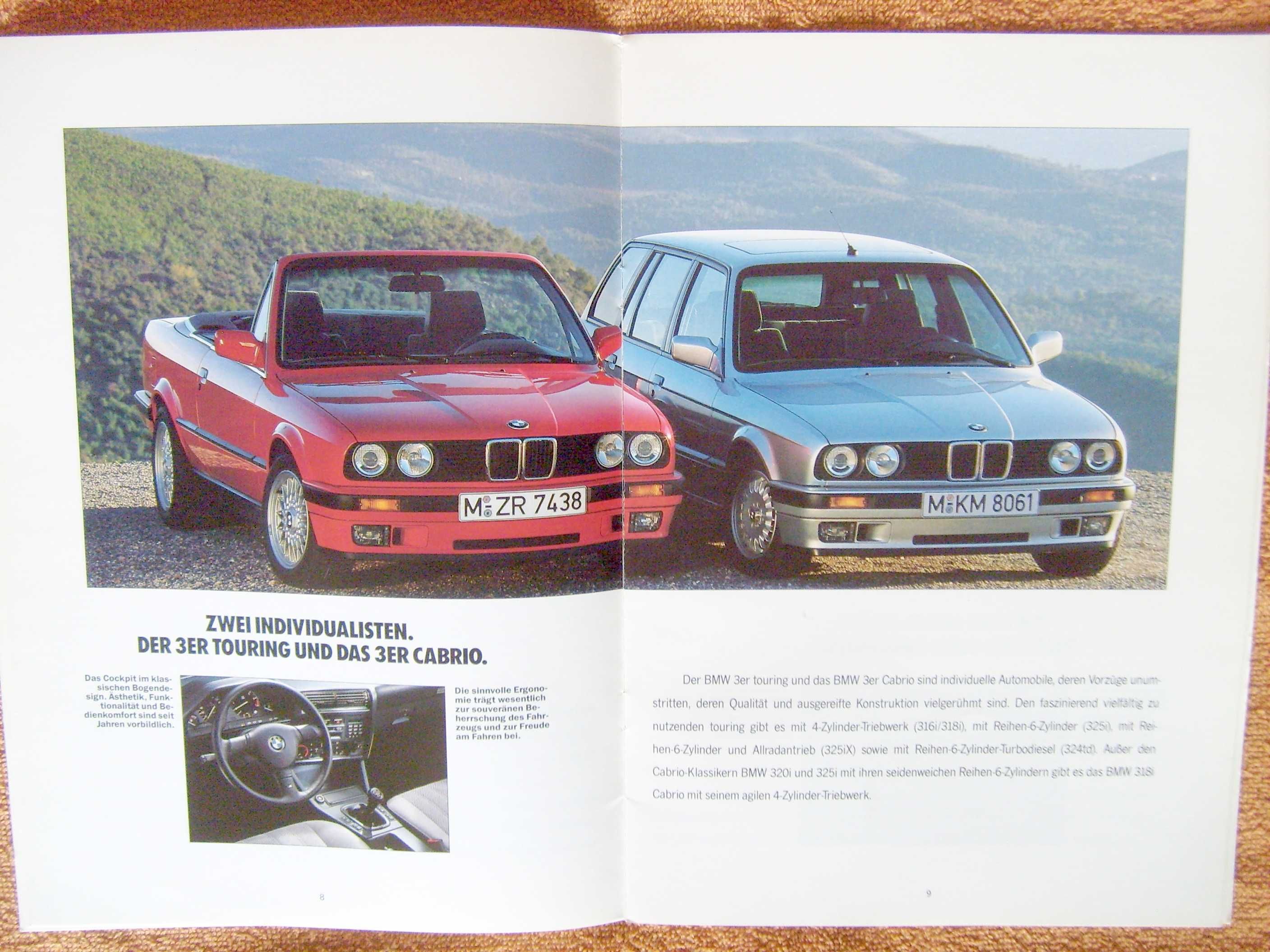 BMW 1992 Programm / prospekt: 3 E30 + E36, 5 E34 + M5, 7 E32, 8 E31