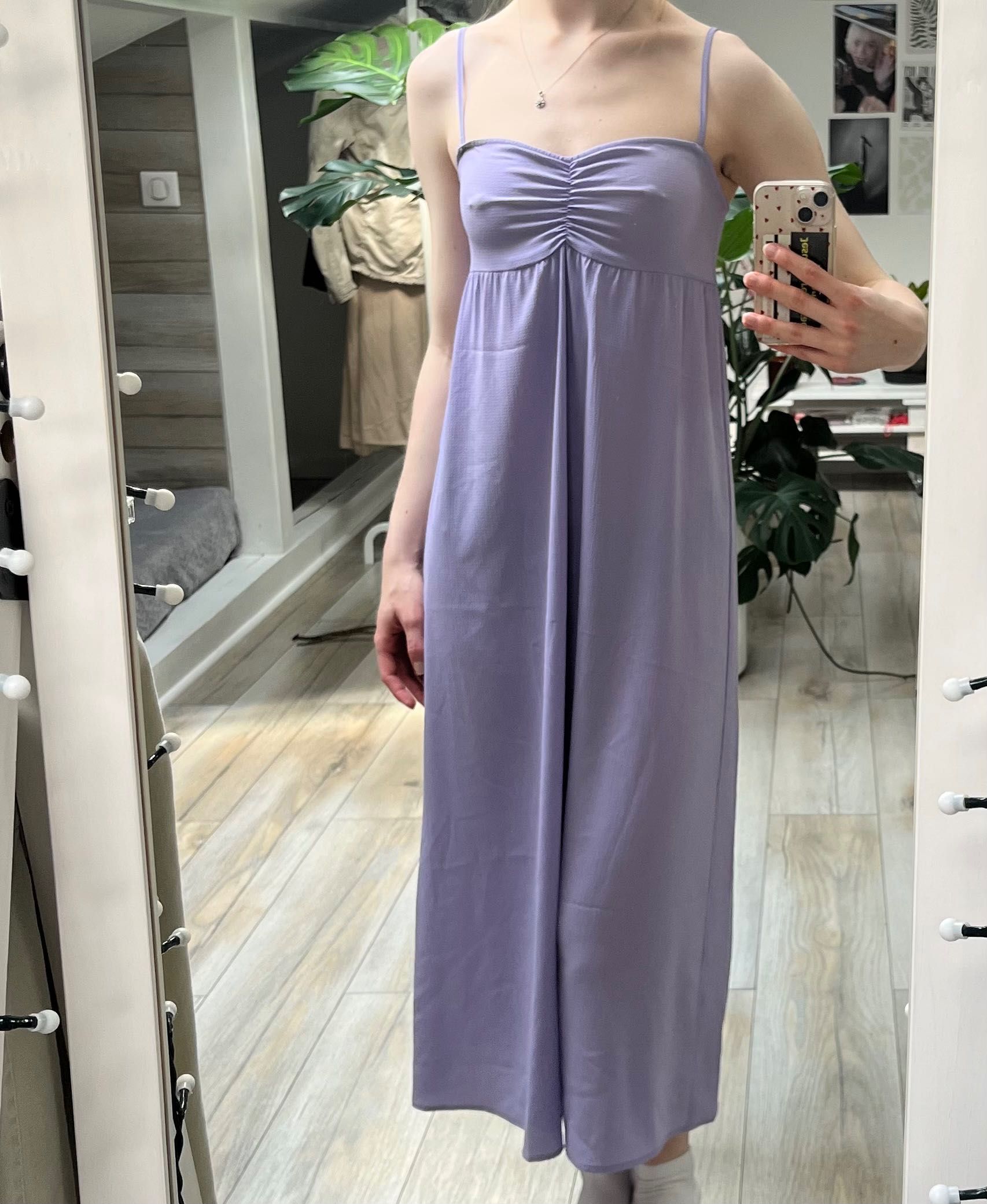 długa letnia sukienka na ramiączkach fioletowa XS