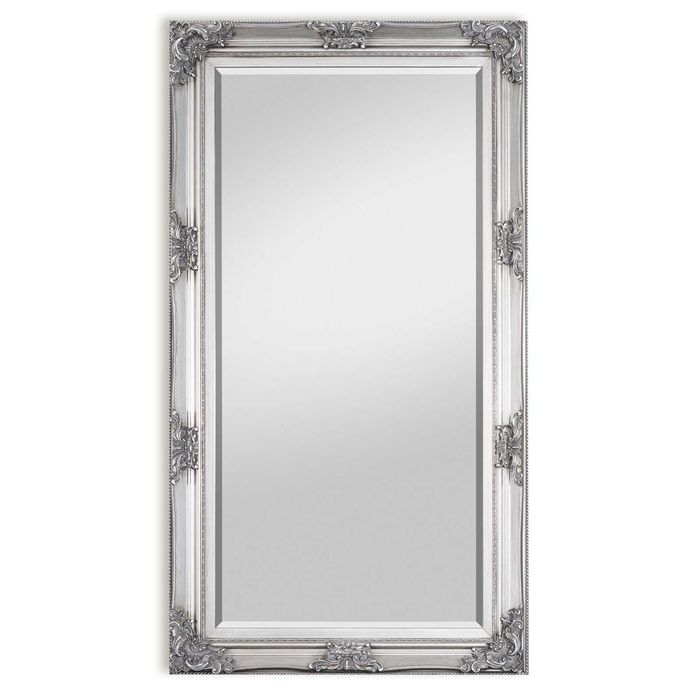 Duże lustro wiszące srebrne 100x180cm w srebrnej ramie stylowe antyk