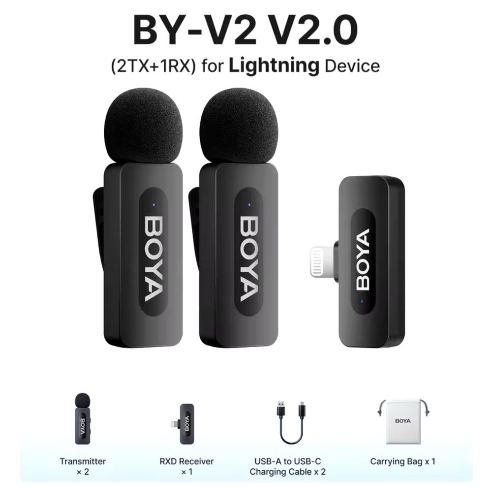 Мікрофон подвійний BOYA V20 Usb Type C  Iphone Android