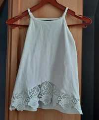biała bluzka na ramiączkach z koronką biały crop top vintage y2k
