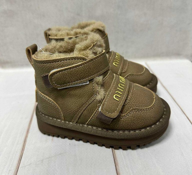 Зимові дитячі Ugg BBT уггі екошкіра хакі 23-24