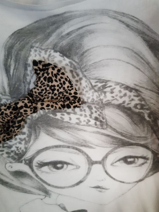 Zara zgrabny t - shirt white ciekawy print r M i 10/38