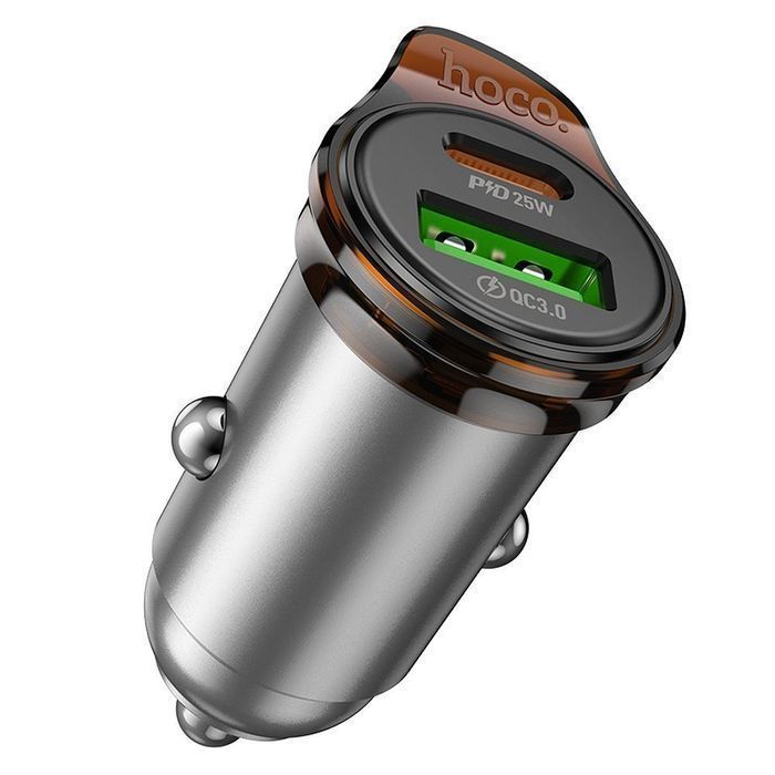 Ładowarka samochodowa Hoco USB A + USB C QC3.0 PD 3A 43W + kabel USB C