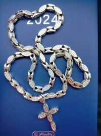 Łańcuszek cartier srebrny 925 męski z krzyżem