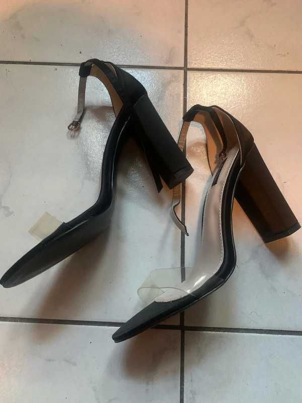 LILY ROSE nowe buty sandały szpilki obcas czarne satyna pasek 41