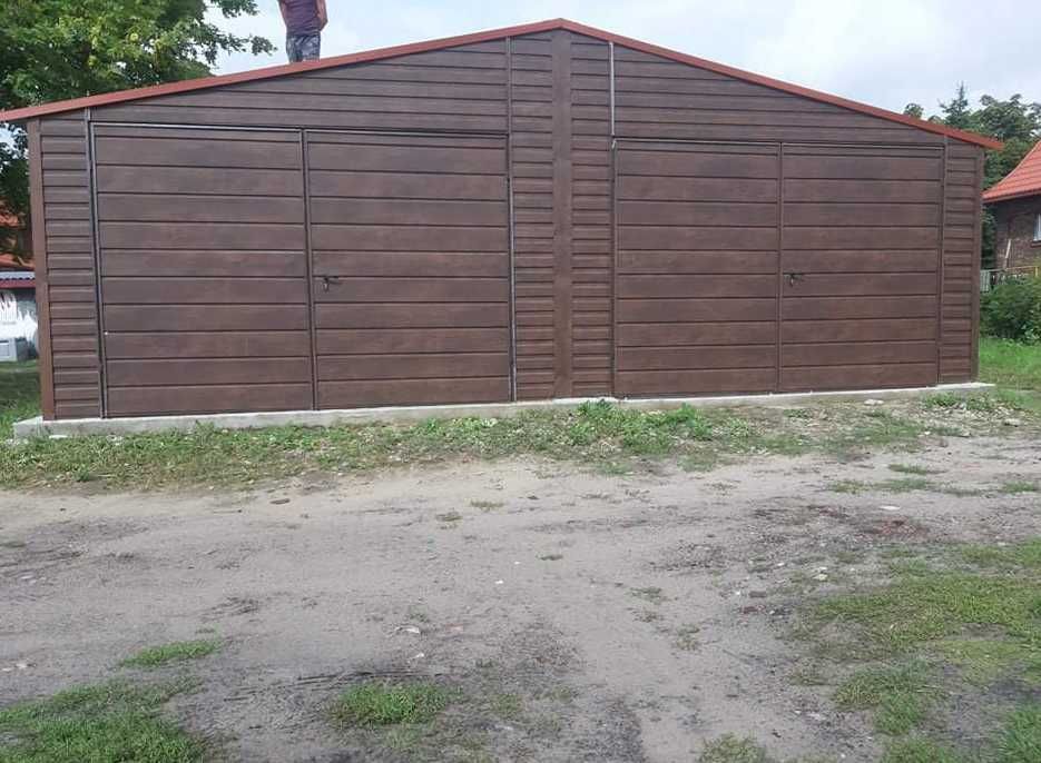 Garaż blaszany 8x6, drewnopodobny garaż blaszany, solidna konstrukcja