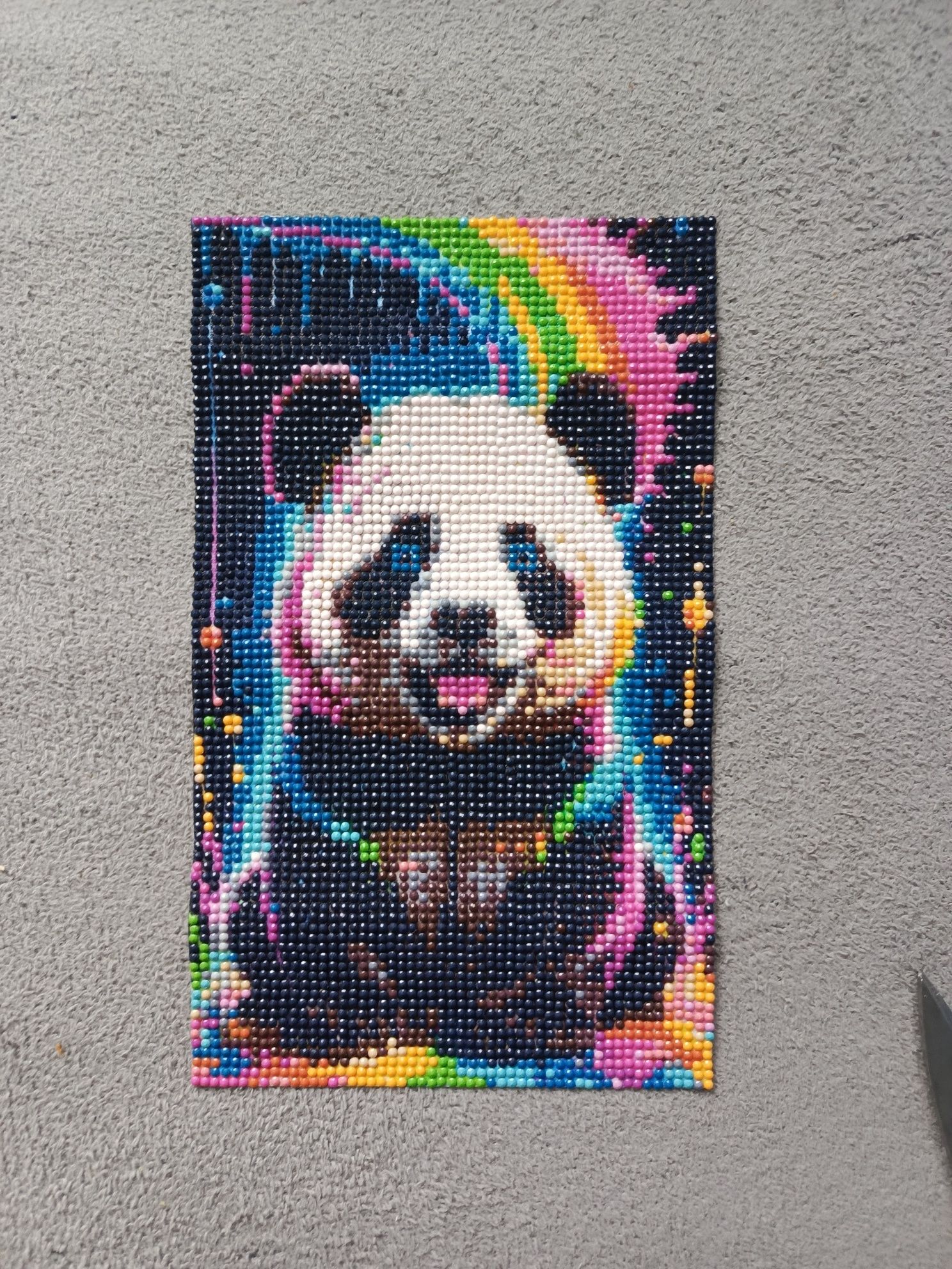 Obraz panda tęcza obrazek zdjęcie ozdoba diamenty malowanie diamentami