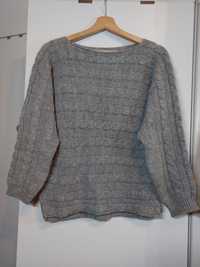 Szary sweter S/M pleciony sweterek bluza bluzka ciepły sweter oversize
