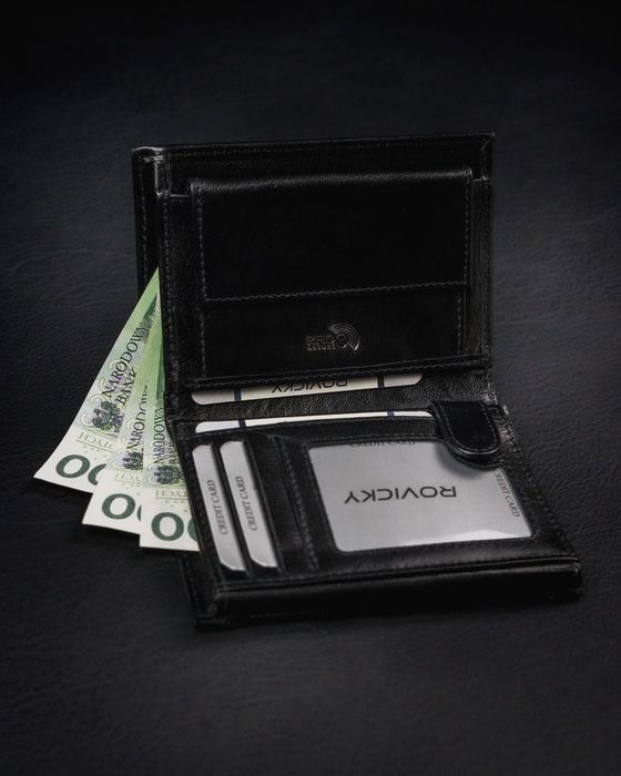 duży, oryginalny portfel męski z naturalnej skóry licowej, rfid