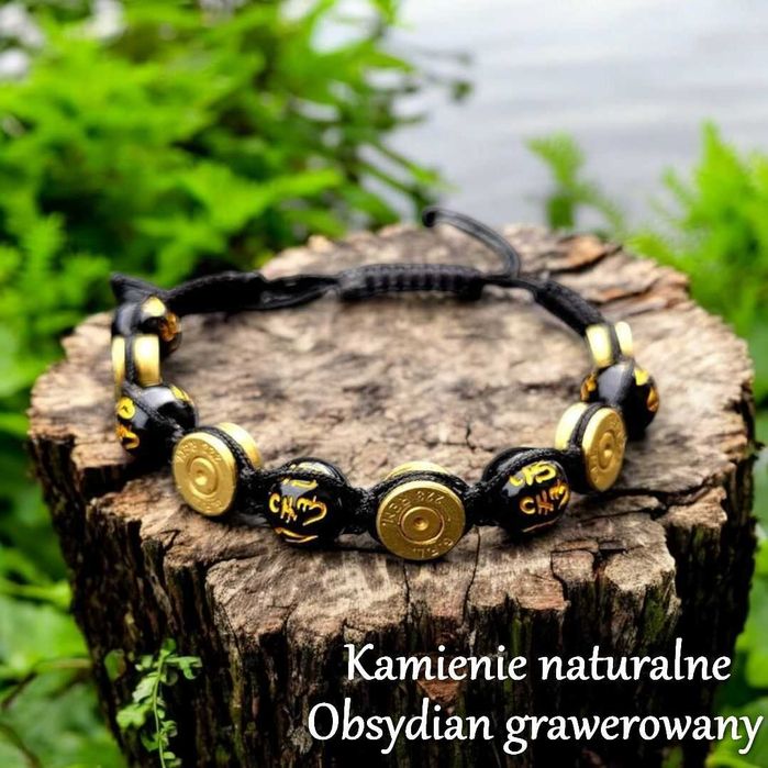 Handmade ręczenie wykonana bransoletka myśliwska łowiecka z łusek