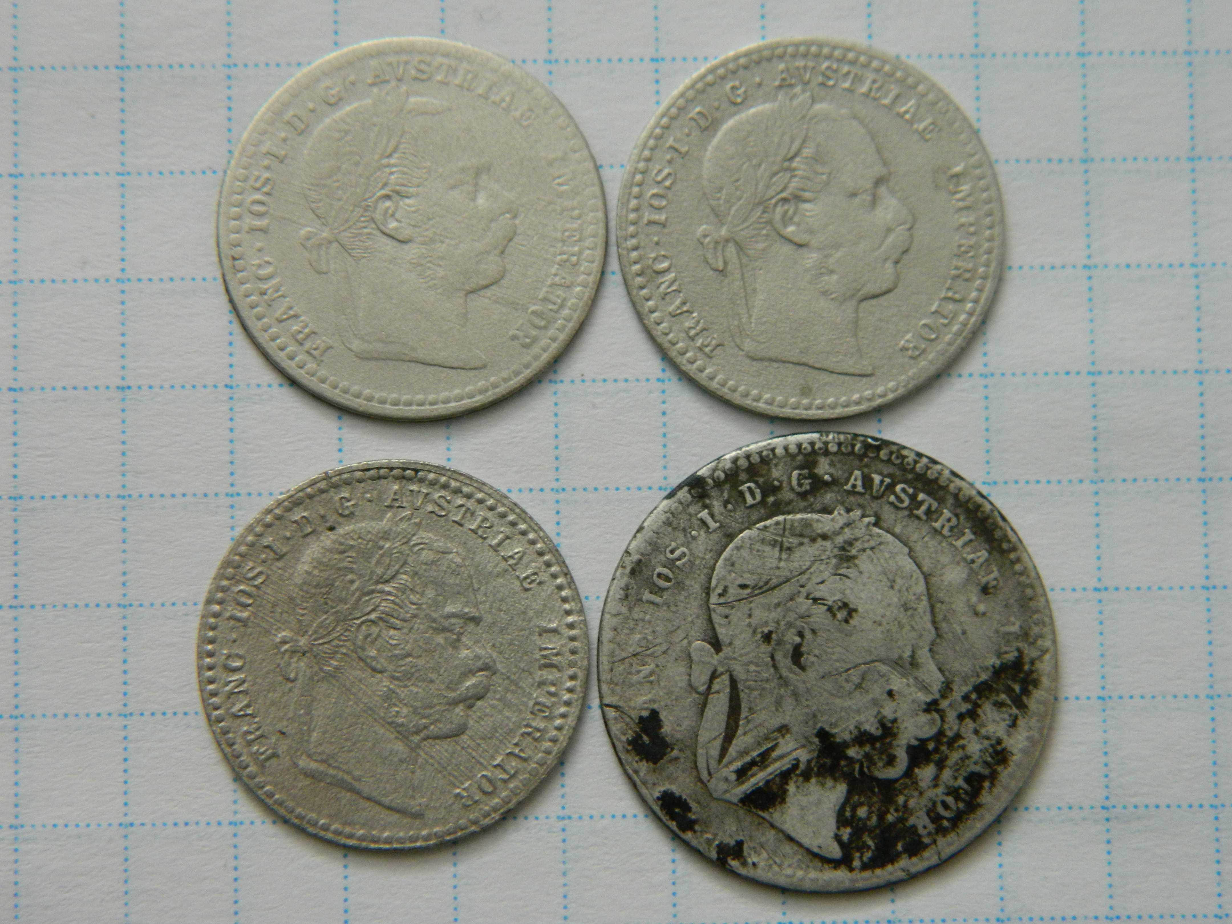 Срібні 10, 20 крейцерів,  Австро - Угорщина.