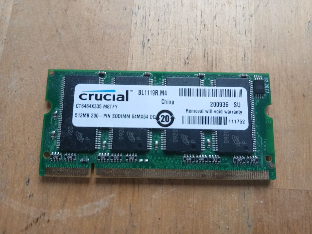 Pamięć Crucial 512 MB sodimm pc2700 ddr333