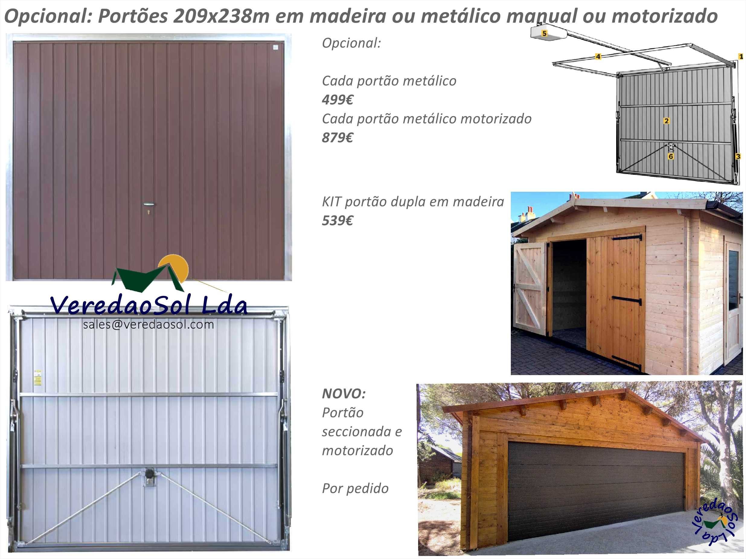 KIT madeira 6x6 m GARAGEM DUPLA 34m² 44mm sem e com portões IMBATÍVEL