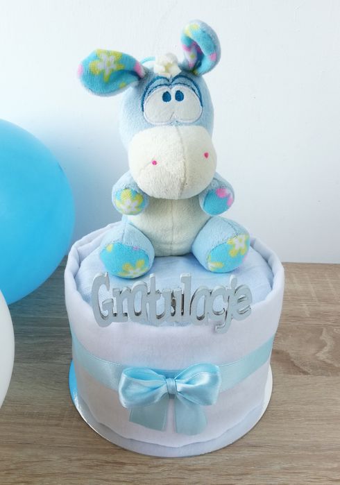 Tort z pampersów Premium, prezent dla noworodka, rodziców, baby shower