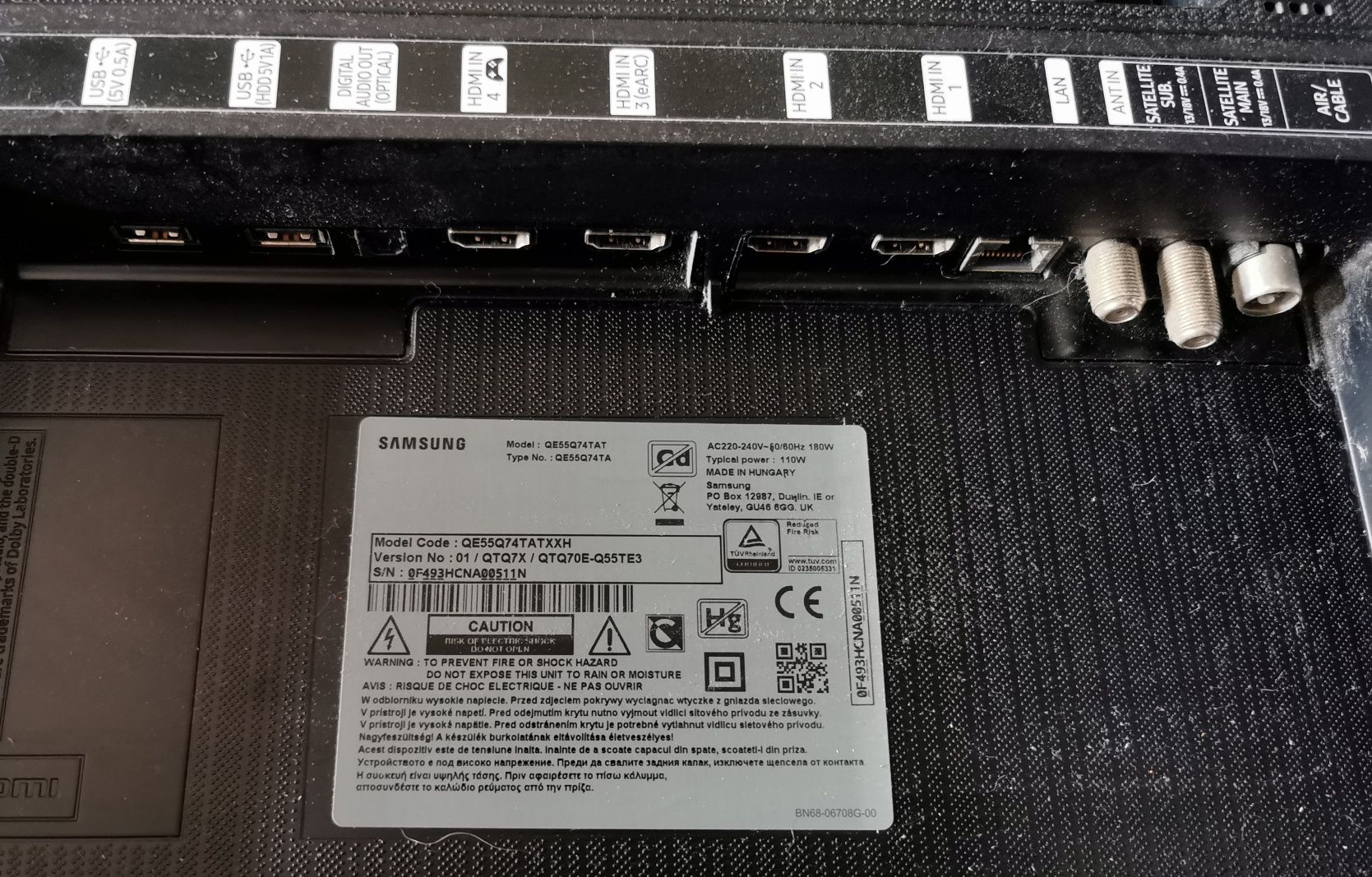 Samsung 4K Qled 55" Q74T QE55Q74TAT uszkodzona matryca