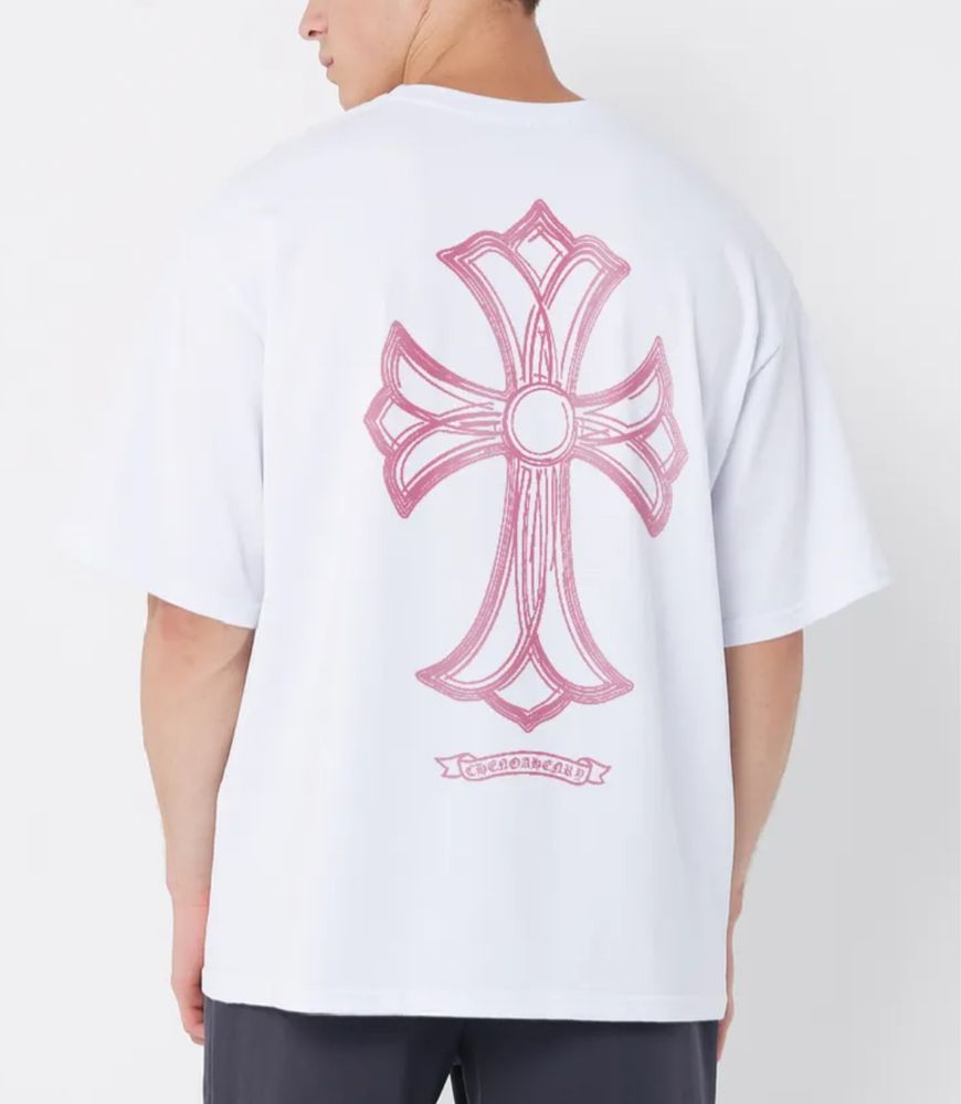 Футболки Chrome Hearts Cross Logo унисекс Хром хартс черная белая