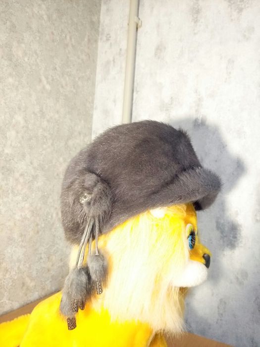 Шапка  женская норка голубая