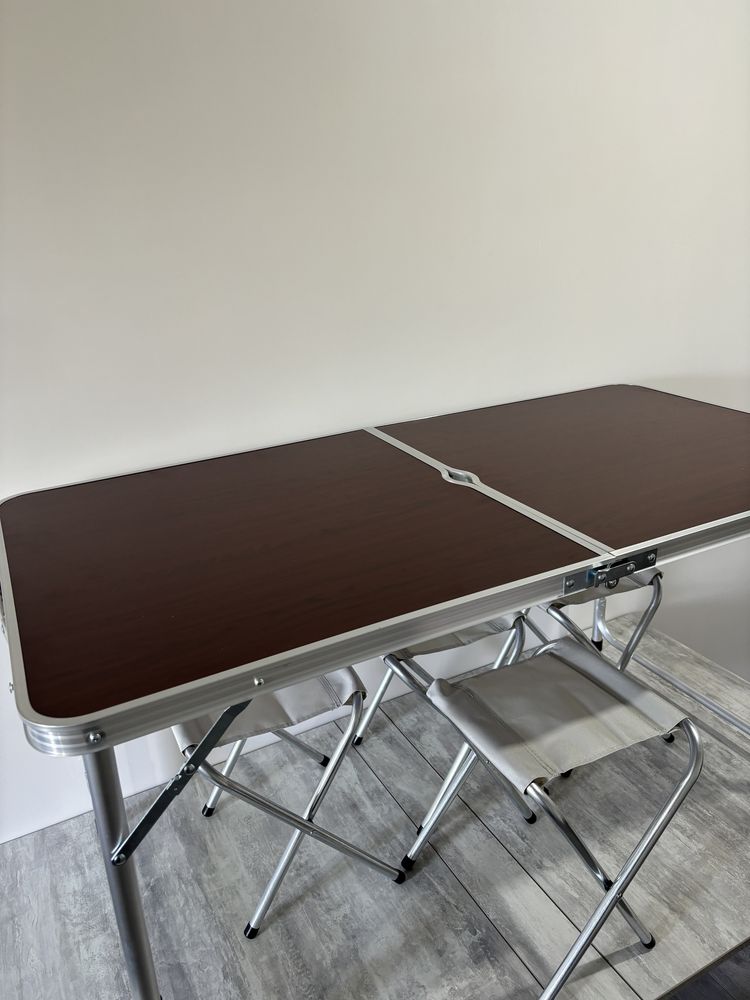 Стіл алюмінієвий розкладний для пікніка + 4 стільці