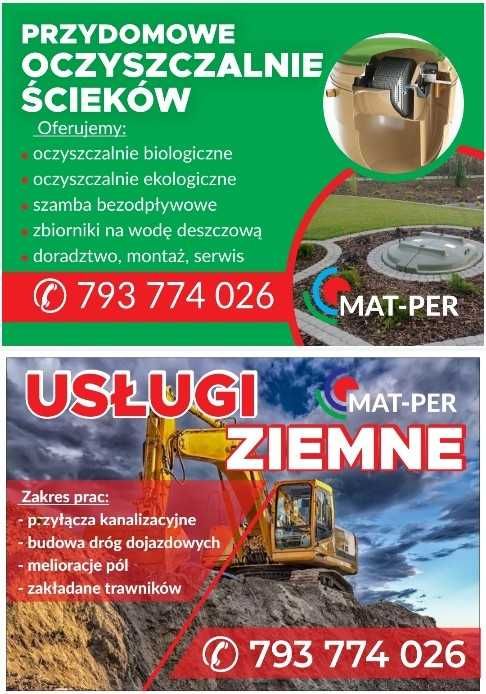 minikoparka, szamba ,trawniki  drenaże melioracje odwodnienia koparka