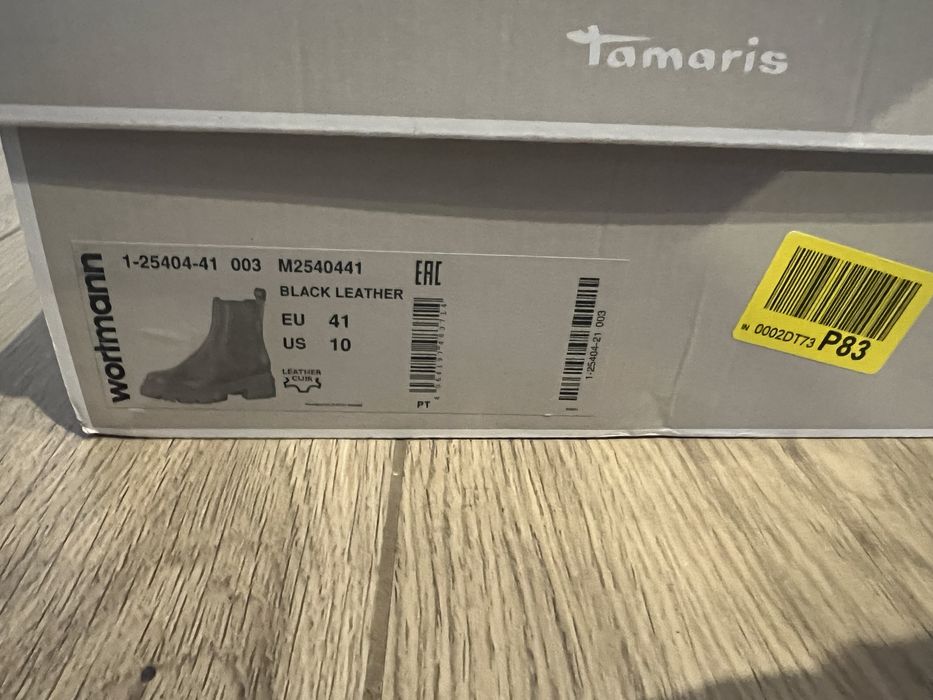 Tamaris Sztyblety botki wysokie skóra naturalna r.41