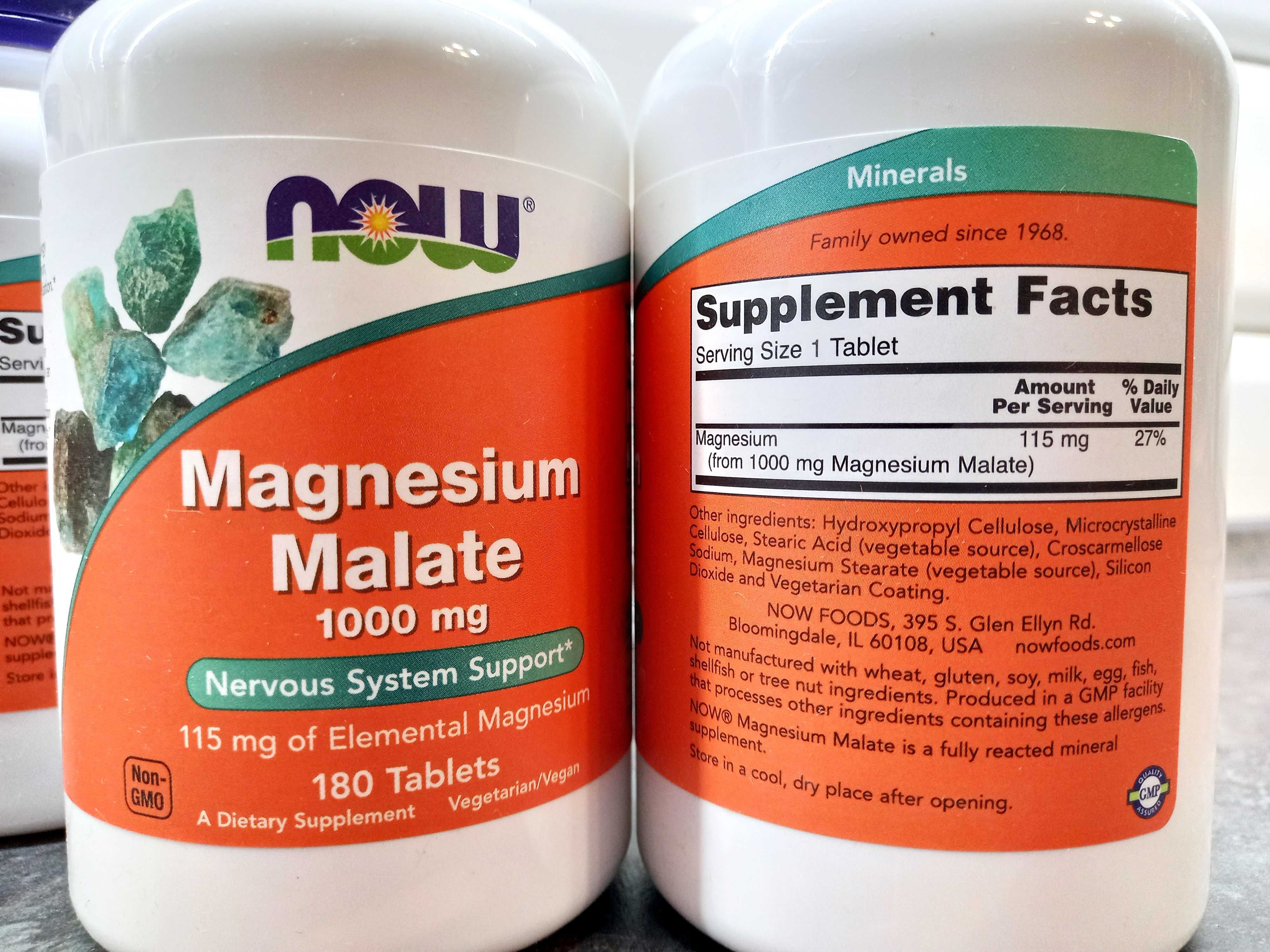 Now Foods, Magnesium Malate 1000 (180 таб), магний малат, магній малат