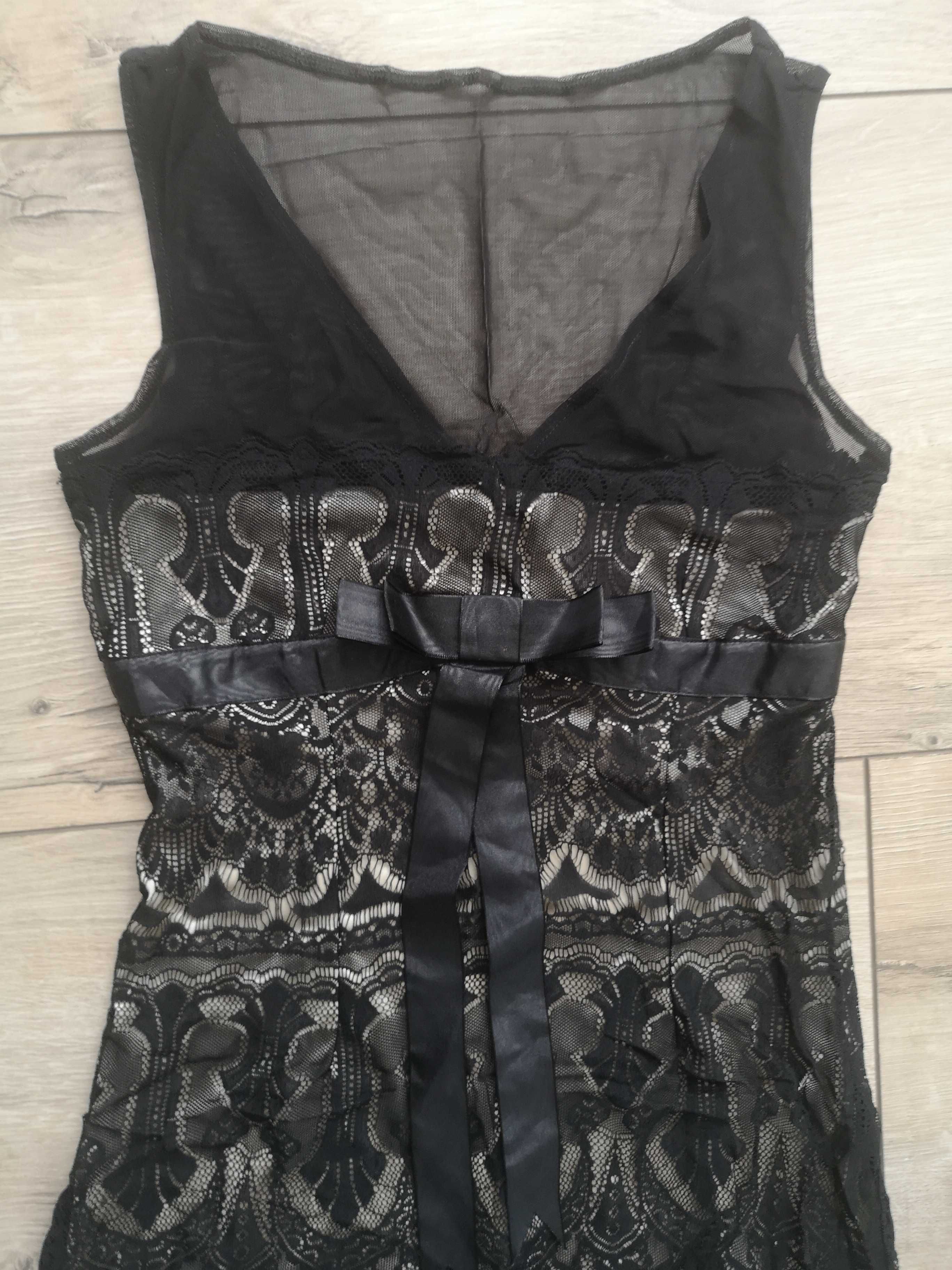 Mango sukienka koronkowa czarna r. S
