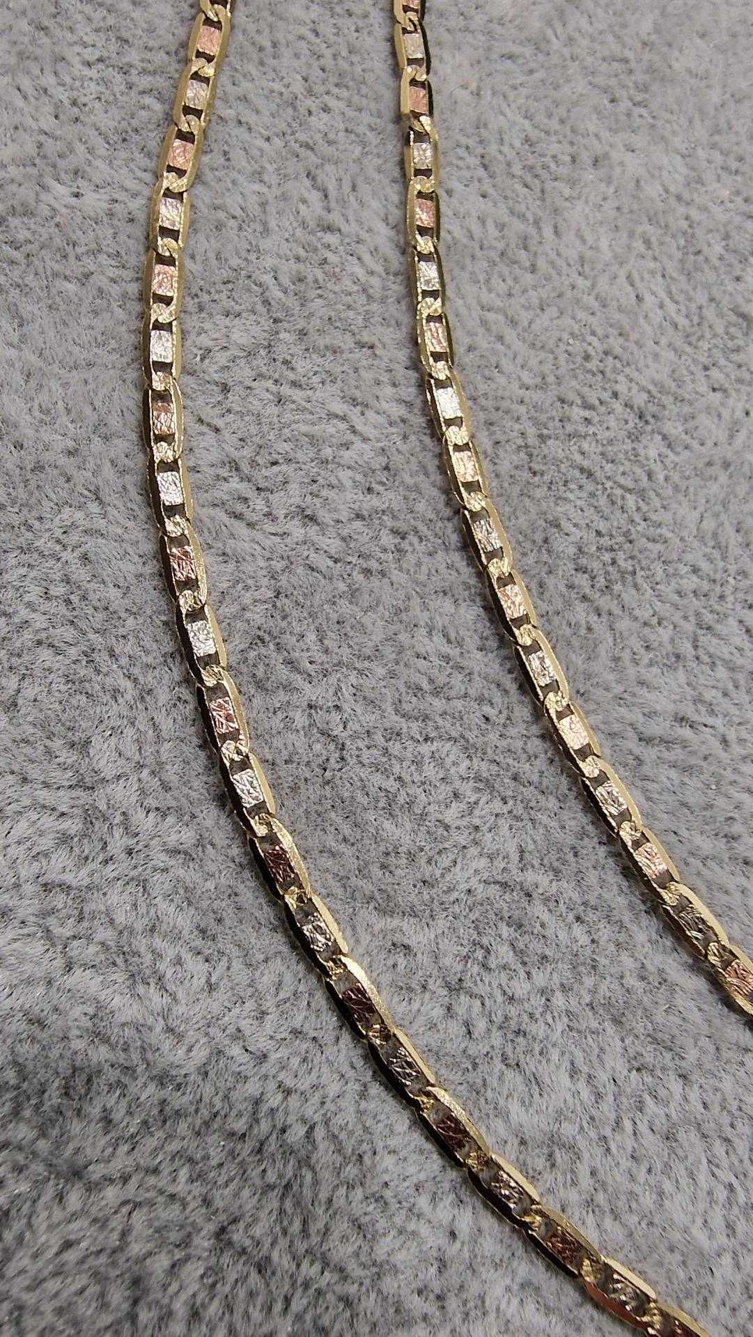 ZŁOTY łańcuszek 14K pr.585 46cm płaski 3 kolory złota Komis Czeladź