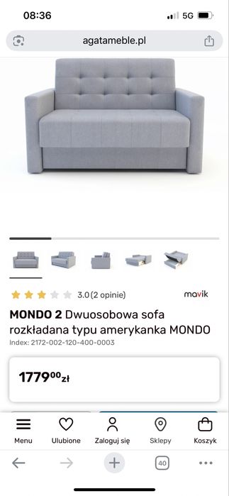 Sofa rozkladana zakupiona rok temu w Agata meble niezniszczona