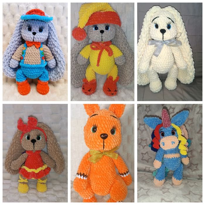 В'язані іграшки з плюшевої пряжі