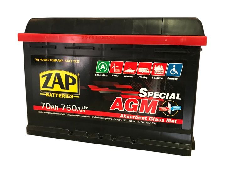 Akumulator 12V Zap AGM 70Ah 640A Gdańsk