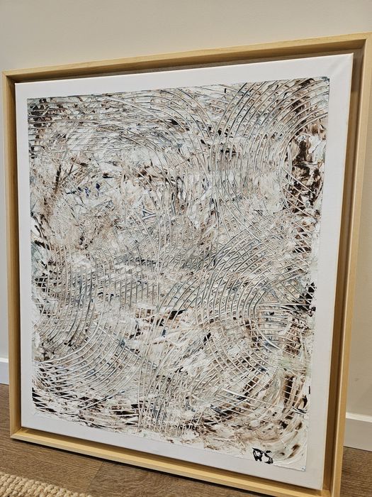 Quadro em gesso acrilico com moldura em pinho - 75*65 cm