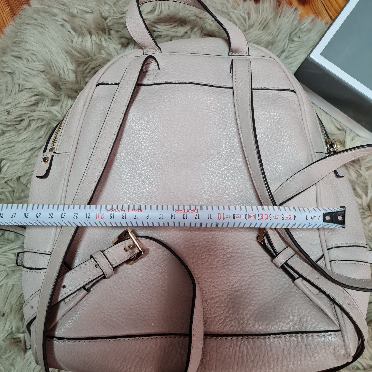 Michael Kors plecaczek plecak mały złote zamki beżowy backpack medium