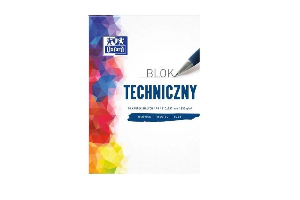 Blok techniczny A4/10K 250G biały (20szt) OXFORD Oxford folia,