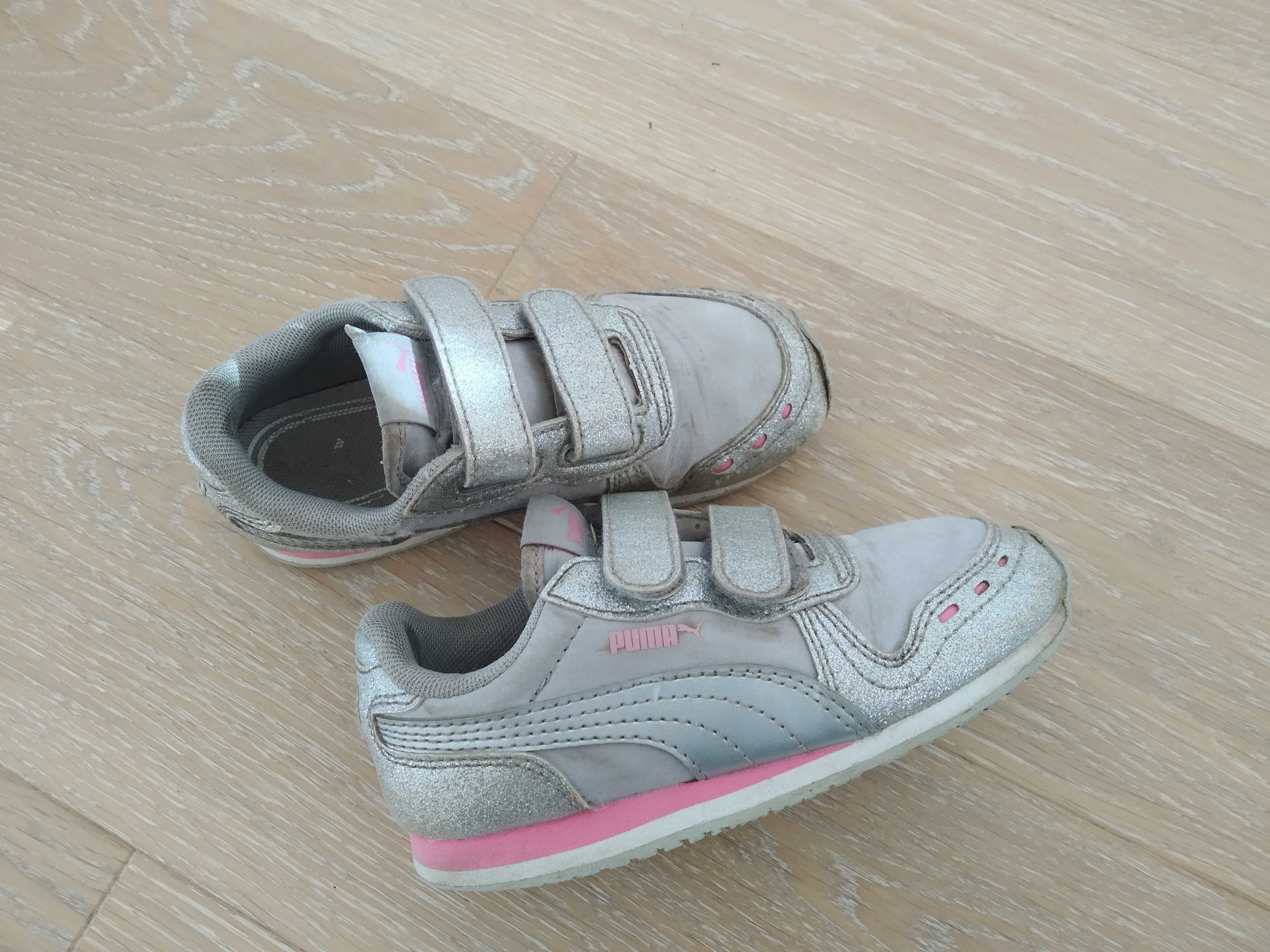 Buty sportowe dziewczęce Puma srebrne z różowym, r . 27