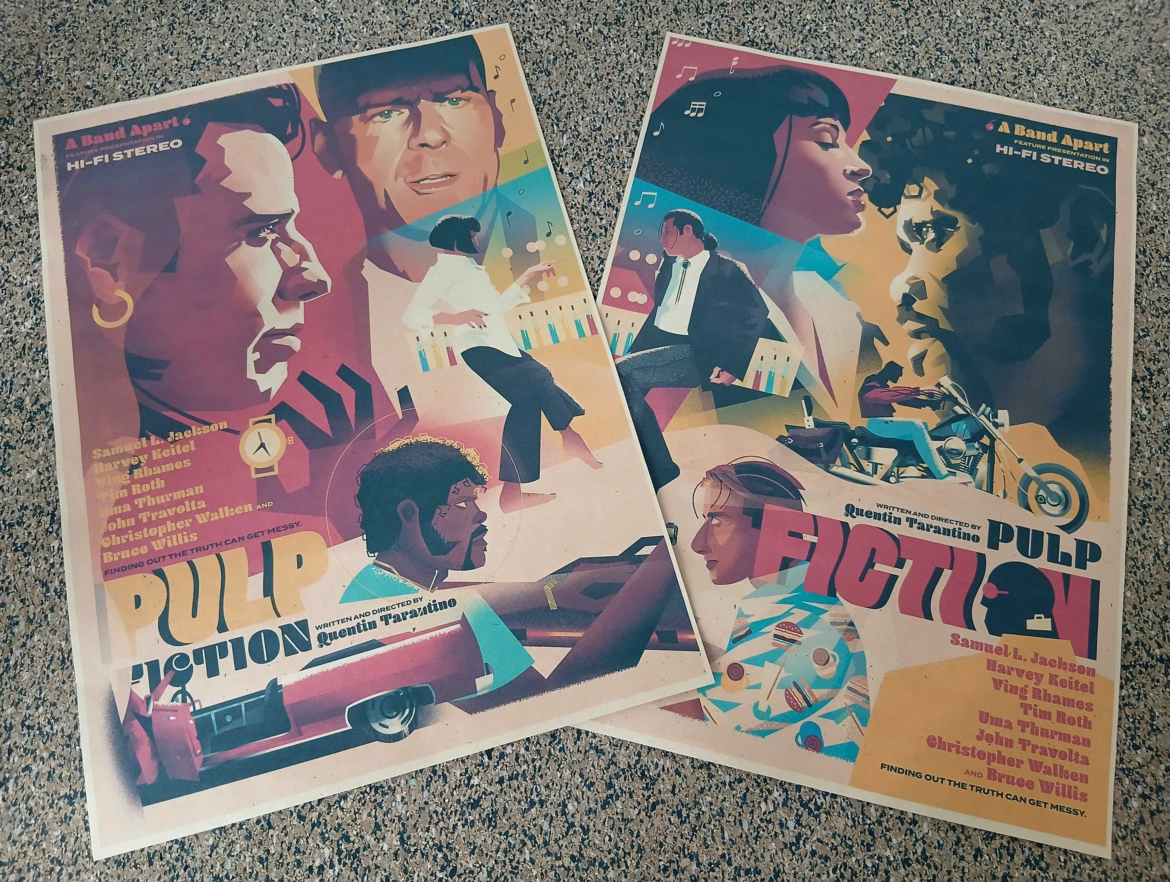 2 Posters - "Pulp Fiction" de Tarantino (papel kraft, 30x42 cm cada)