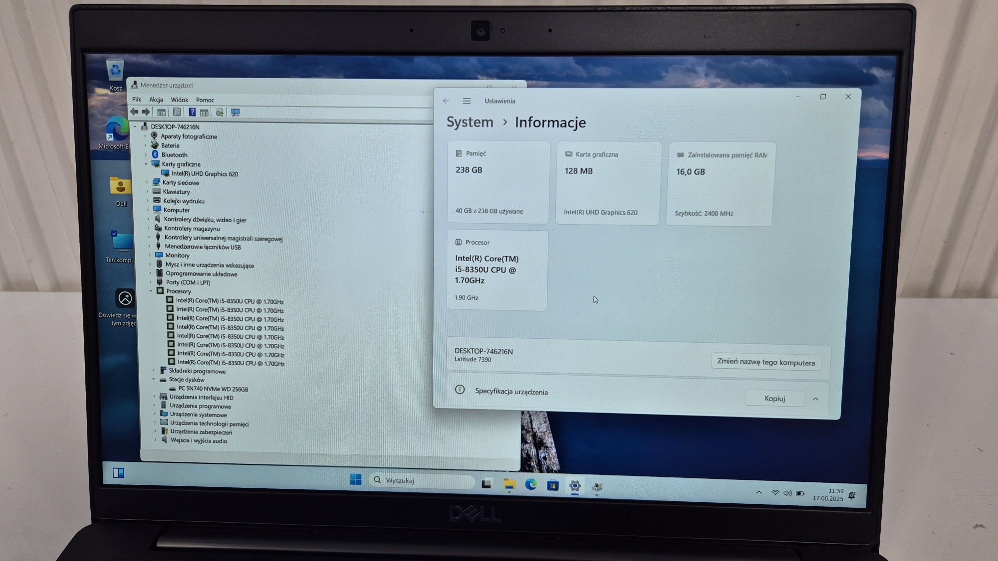 DELL Latitude 7390 13,3FHD/TOUCH/i5-8350U/16GB/256SSD/WIN11