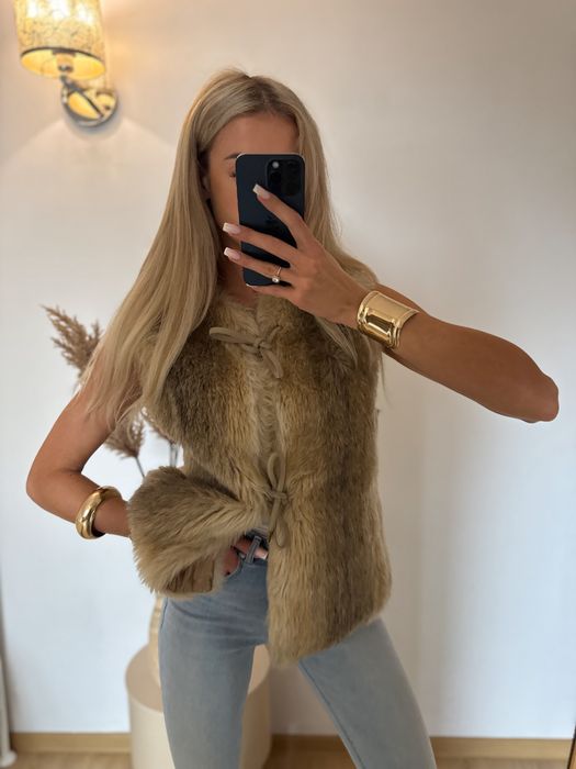 Naturalna futrzana kamizelka z lisa futro bezrekawnik