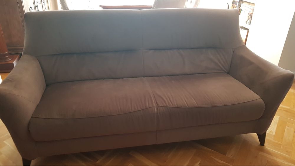 Sofa welur szary beż producenta Kler + fotel