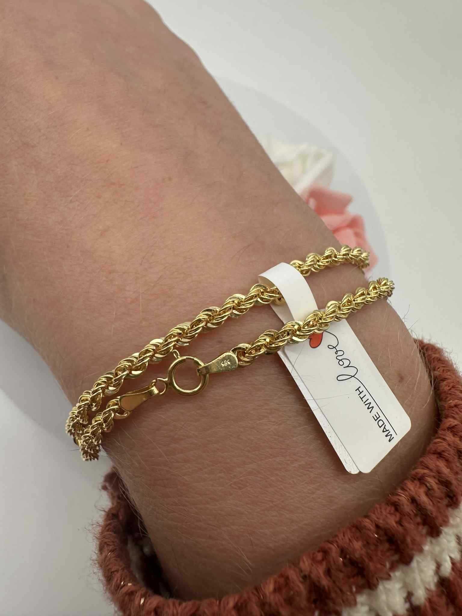 Elegancka złota bransoletka Kordel 19cm 585 14k