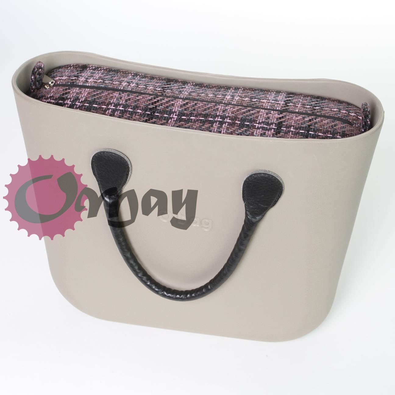 CZARNY organizer OBAG STANDARD plecionka fiolet 2 kieszenie wkład OMAY