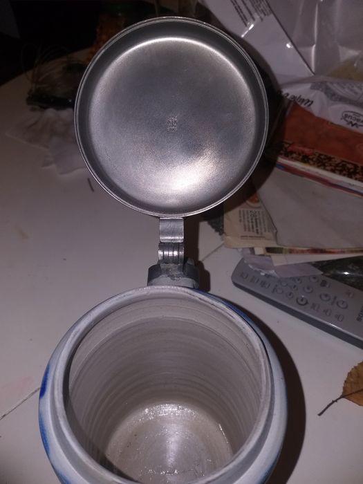 Autorski,ceramiczny,stary kufel z sygnaturami