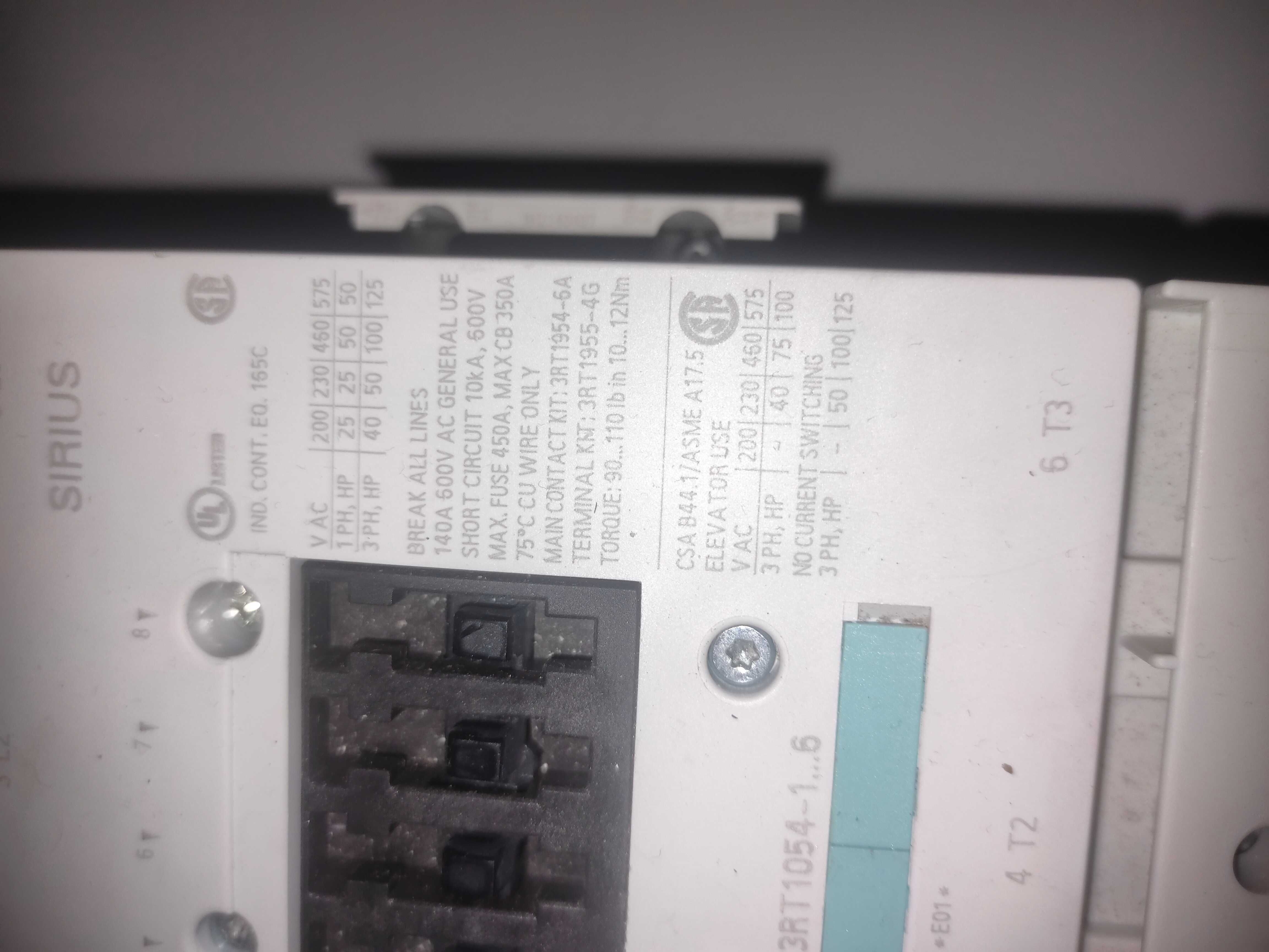 Siemens Sirius stycznik mocy AC-3 115A 55kW 3RT1054