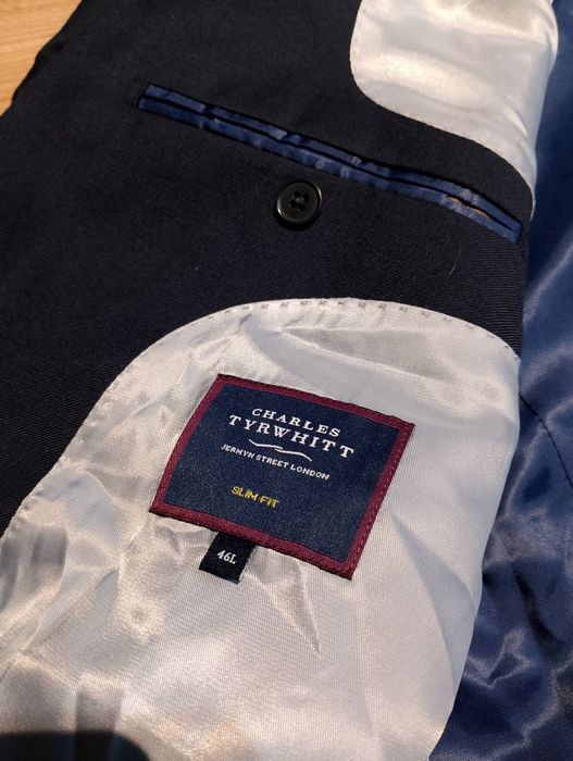 Granatowa Wełniana Męska Marynarka Charles Tyrwhitt  Slim Fit