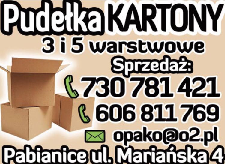 Opakowania Tekturowe PUDEŁKA KARTONY Dostawa Woj.Łódzkie lub wysyłka!