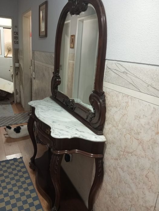 móvel  madeira cerejeira entrada com espelho