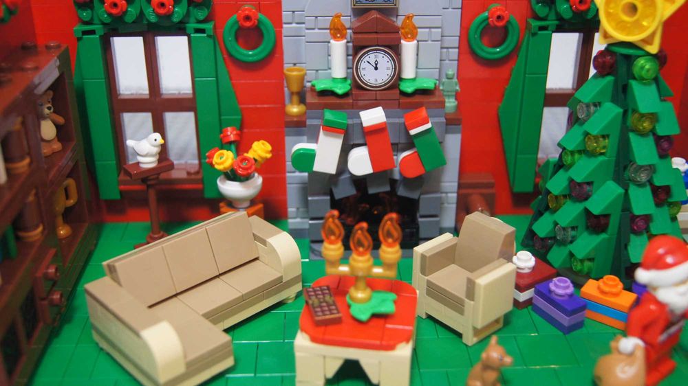 Lego MOC diorama ' Wizyta Mikołaja ' Winter Village Święta christmas